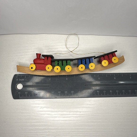 Vintage Miniature Wood‎ Train Christmas Tree Ornament - Picture 7 of 7